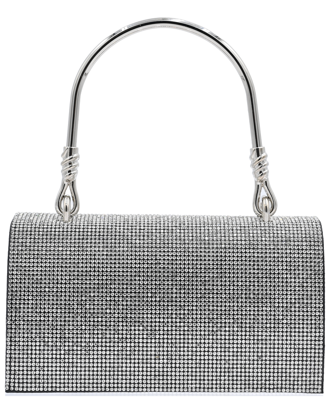 Silver Rhinestone Black Base Foldover Handbag