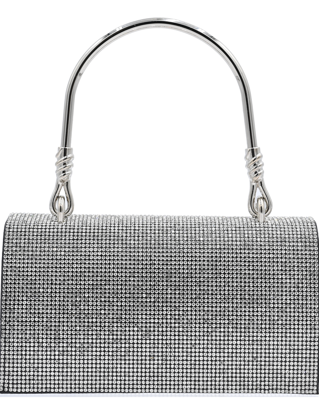Silver Rhinestone Black Base Foldover Handbag