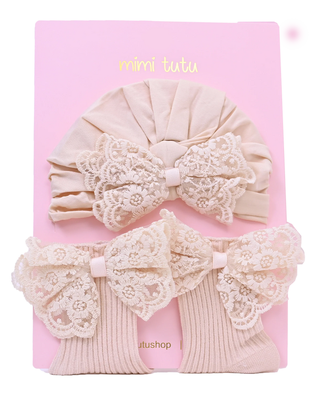 Beige Lace Bow Gift Set