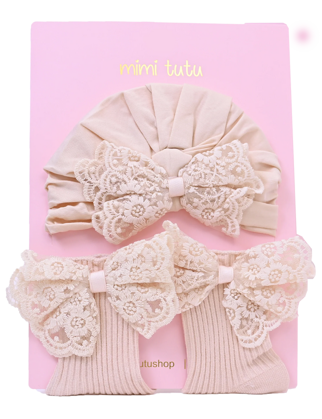 Beige Lace Bow Gift Set