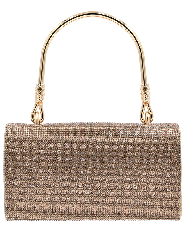 Gold Rhinestone Foldover Handbag