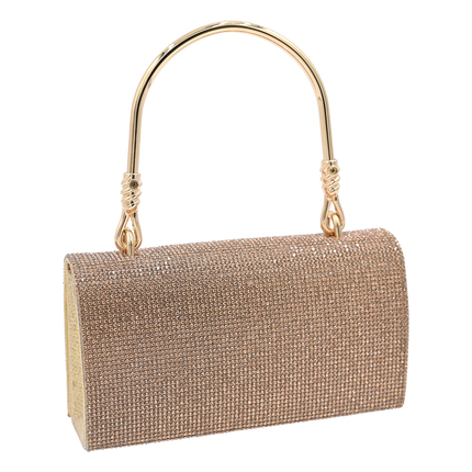 Gold Rhinestone Foldover Handbag