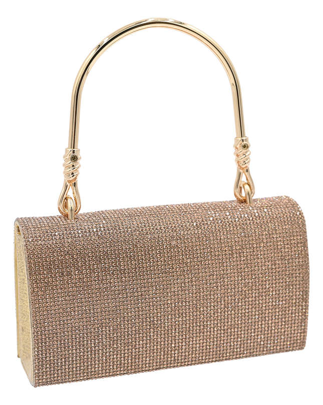 Gold Rhinestone Foldover Handbag
