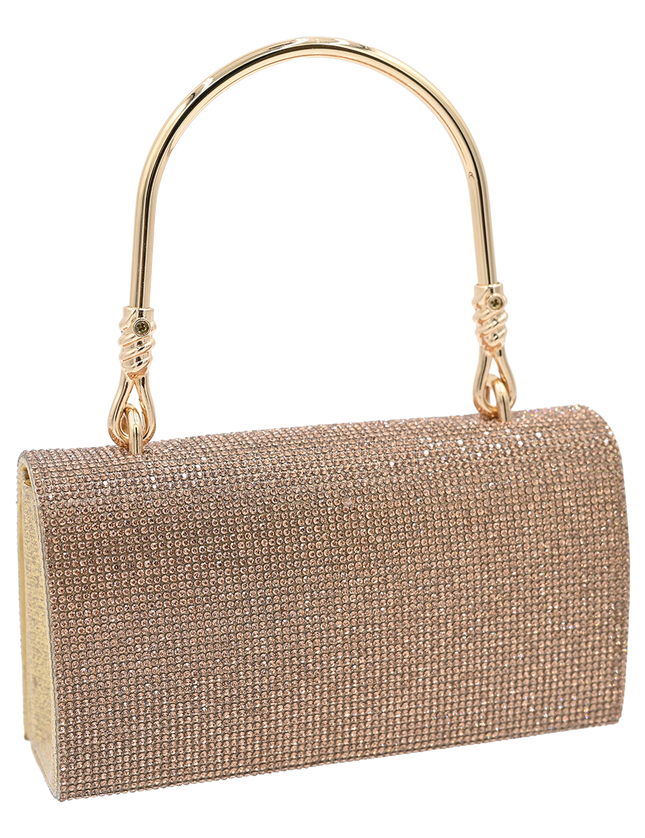 Gold Rhinestone Foldover Handbag