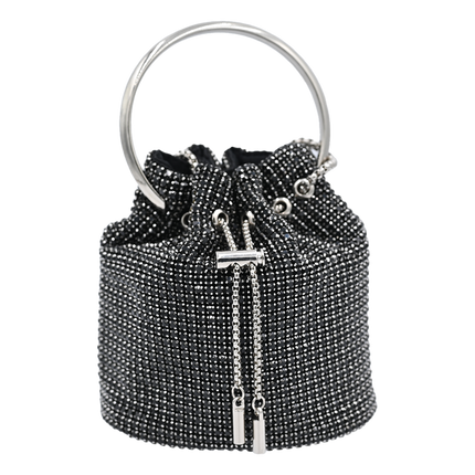 Black Rhinestone Chain Buckle Purse