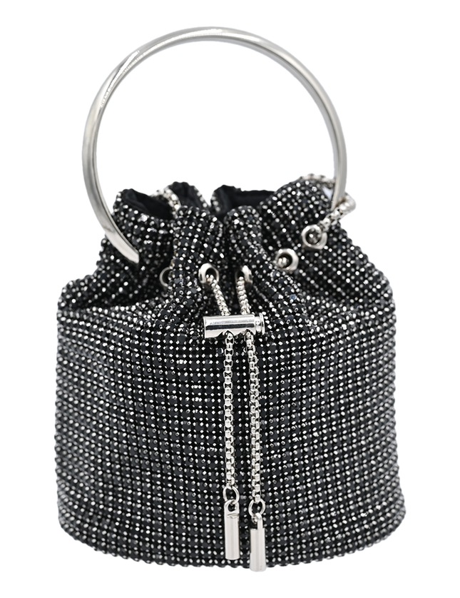 Black Rhinestone Chain Buckle Purse