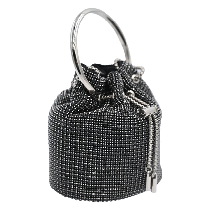 Black Rhinestone Chain Buckle Purse