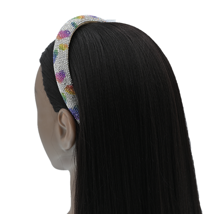 Multicolor Rhinestone Rainbow Heart Headband