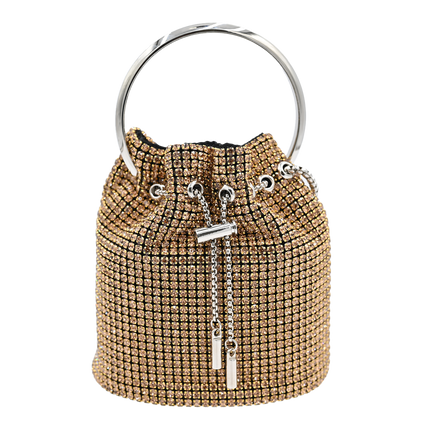 Gold Rhinestone Chain Buckle Purse
