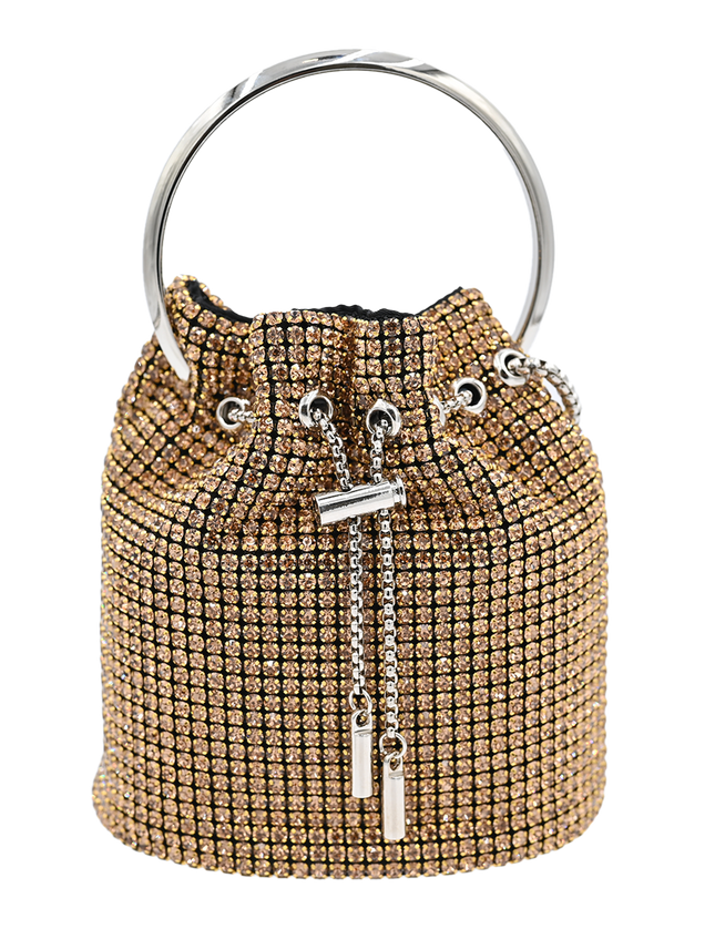 Gold Rhinestone Chain Buckle Purse