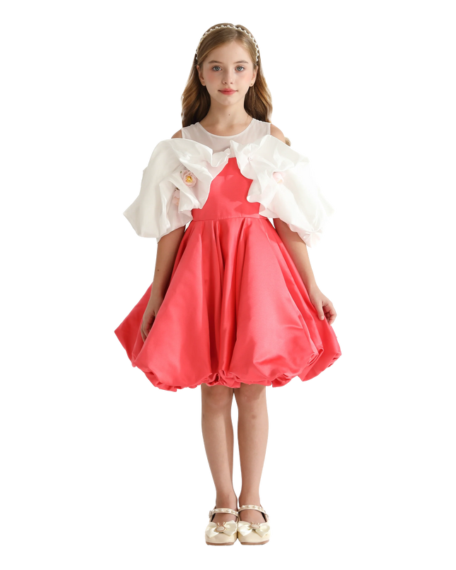 Red Silhouette White Sleeve Isadora Dress