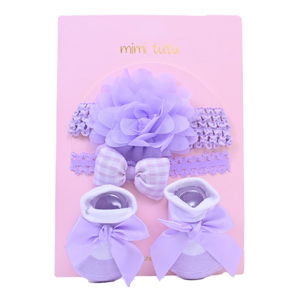 Purple Pastel Bow Flower Gift Set