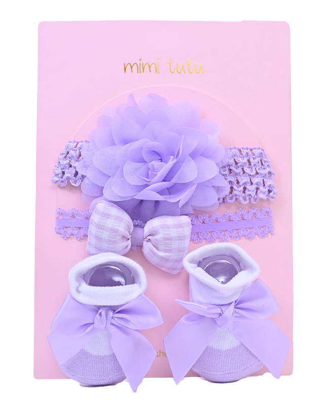 Purple Pastel Bow Flower Gift Set