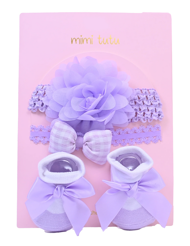 Purple Pastel Bow Flower Gift Set