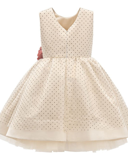 tulleen-2773-Beige Floral Brooch Dress
