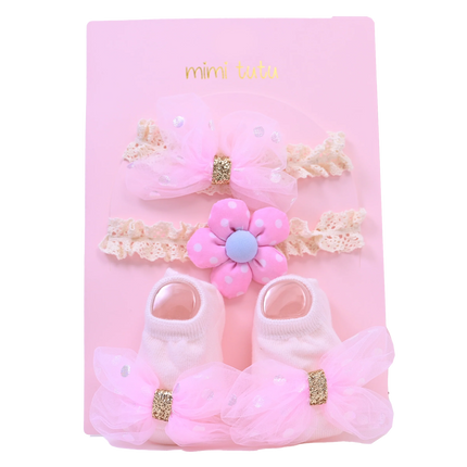 Pink Bow Gold Accent Flower Gift Set