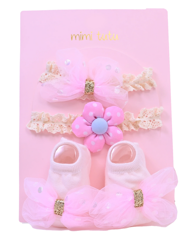 Pink Bow Gold Accent Flower Gift Set