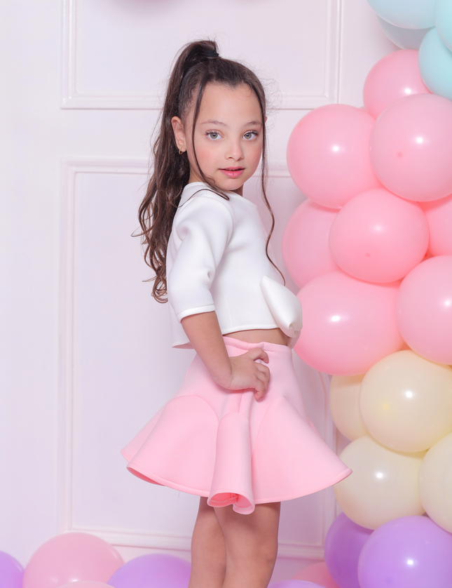 White Jessica Bow Applique Outfit