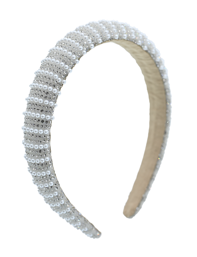 Tulleen-THB52021- Pearl Rhinestone Headband