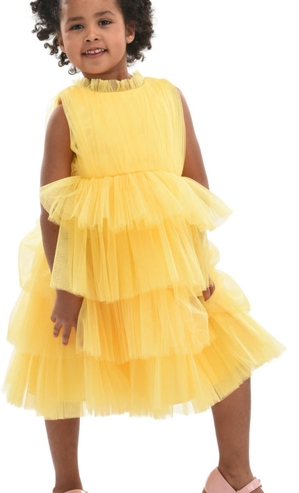 Yellow Farvue Tiered Tulle Dress