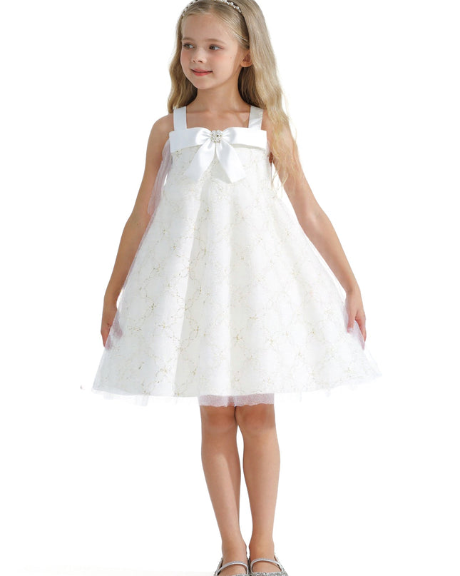 White Floral Bow Cadiz Dress
