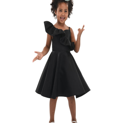 Black Riviera Off Shoulder Ruffle Dress