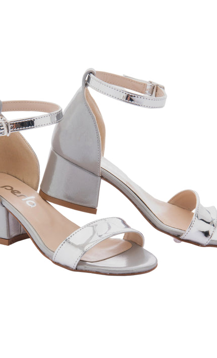 kids atelier la perla Silver Sandal-Strap Heels