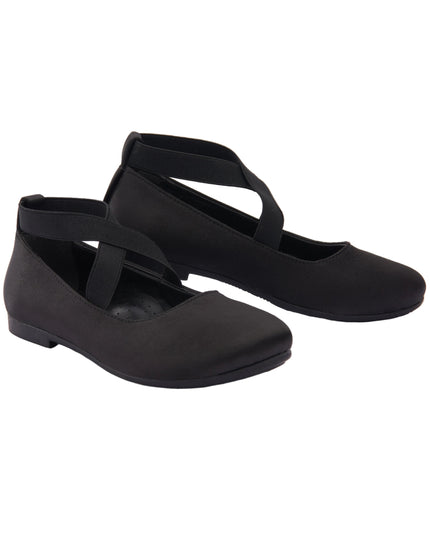 kids atelier la perla Black Satin Ballerina Flats