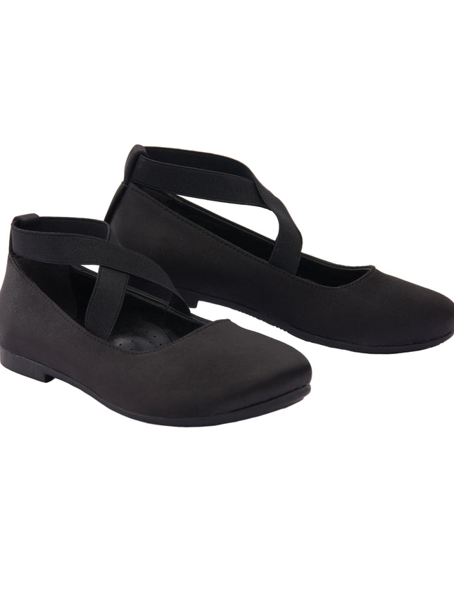 kids atelier la perla Black Satin Ballerina Flats