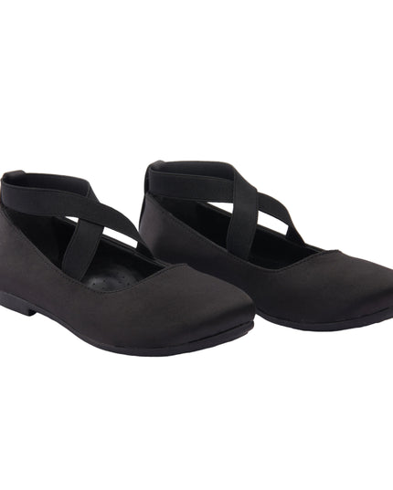 kids atelier la perla Black Satin Ballerina Flats