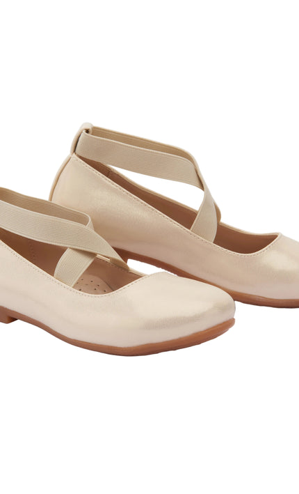 kids atelier la perla Toddler Gold Satin Ballerina Flats