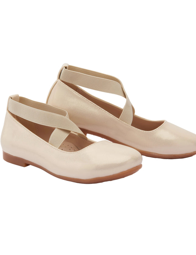 kids atelier la perla Toddler Gold Satin Ballerina Flats