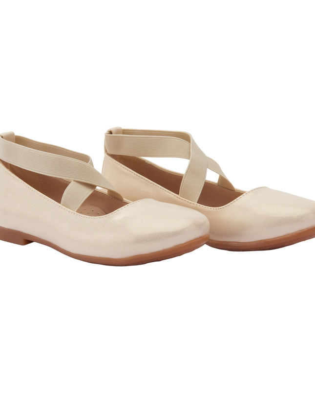 kids atelier la perla Toddler Gold Satin Ballerina Flats