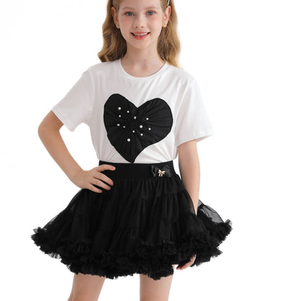 White Pearl Heart Applique T-Shirt