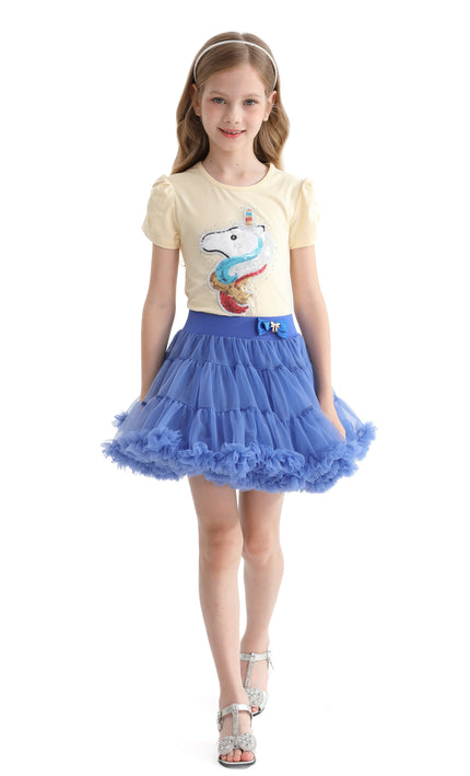 Yellow Unicorn Applique T-Shirt