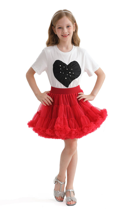 Red Cherry Bow Tulle Skirt