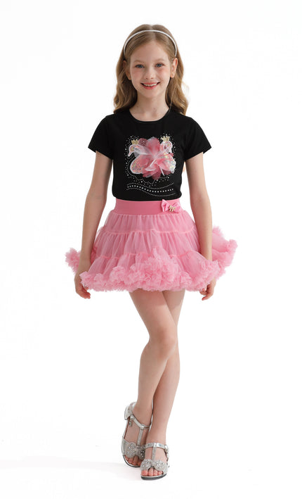 Pink Pastel Bow Tulle Skirt