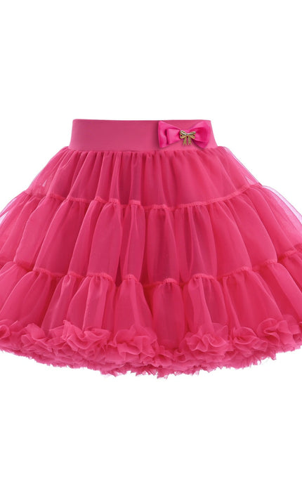 Pink Rouge Bow Tulle Skirt