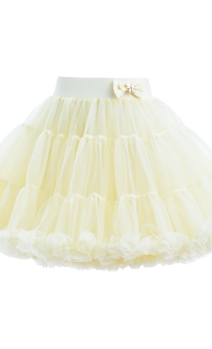 Yellow Pastel Bow Tulle Skirt