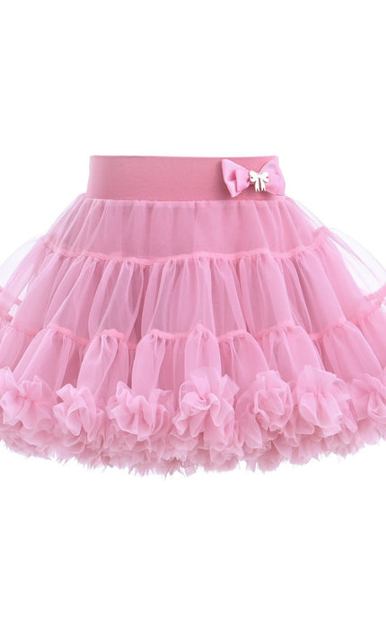 Pink Pastel Bow Tulle Skirt