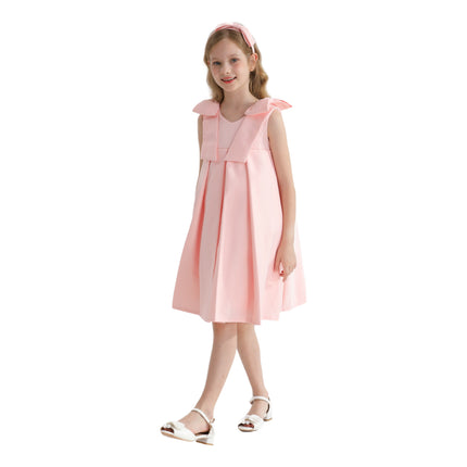 Pink Palermo Satin Bow Pleated Dress