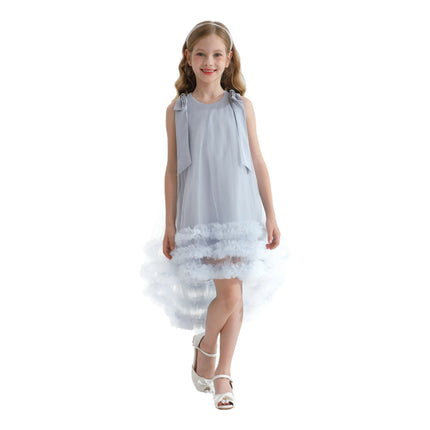 Blue Violeta Sleeveless Ruffle Overlay Dress