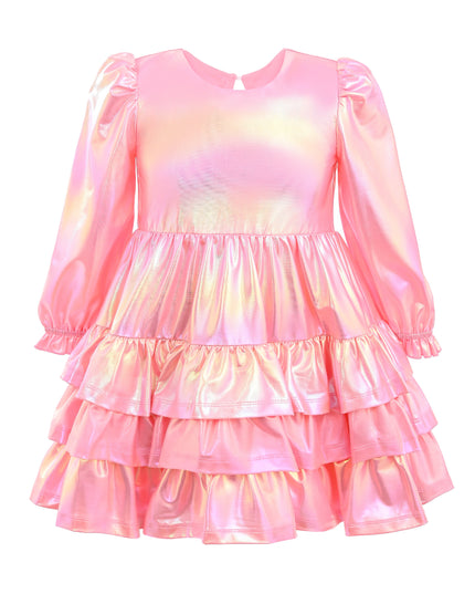 kids atelier mimi tutu Pink Metallic Ruffle Party Dress