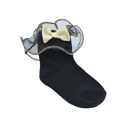Gold Trim Bow Tulle Socks