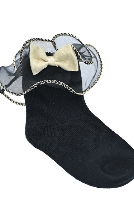 Gold Trim Bow Tulle Socks