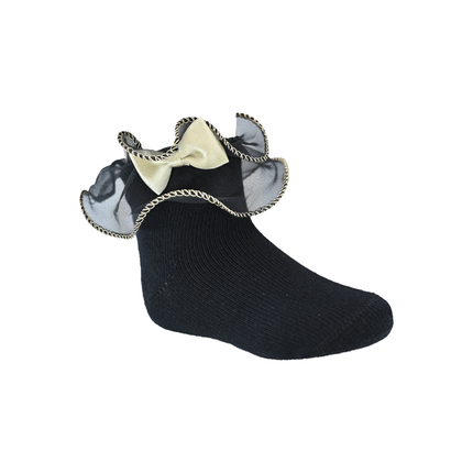 Gold Trim Bow Tulle Socks