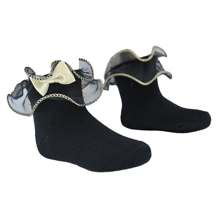 Gold Trim Bow Tulle Socks
