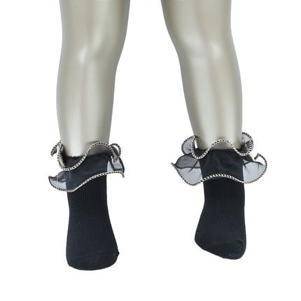 Gold Trim Bow Tulle Socks