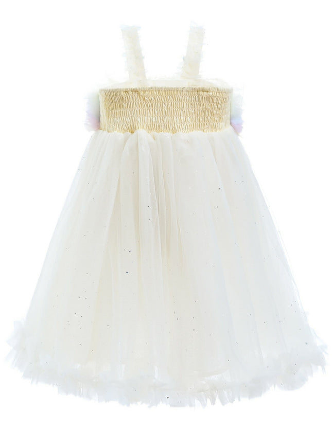 White Rainbow Ruffle Trapeze Dress