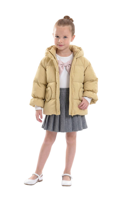 kids atelier mimi tutu Yellow Glow Heart-Pocket Puffer Jacket